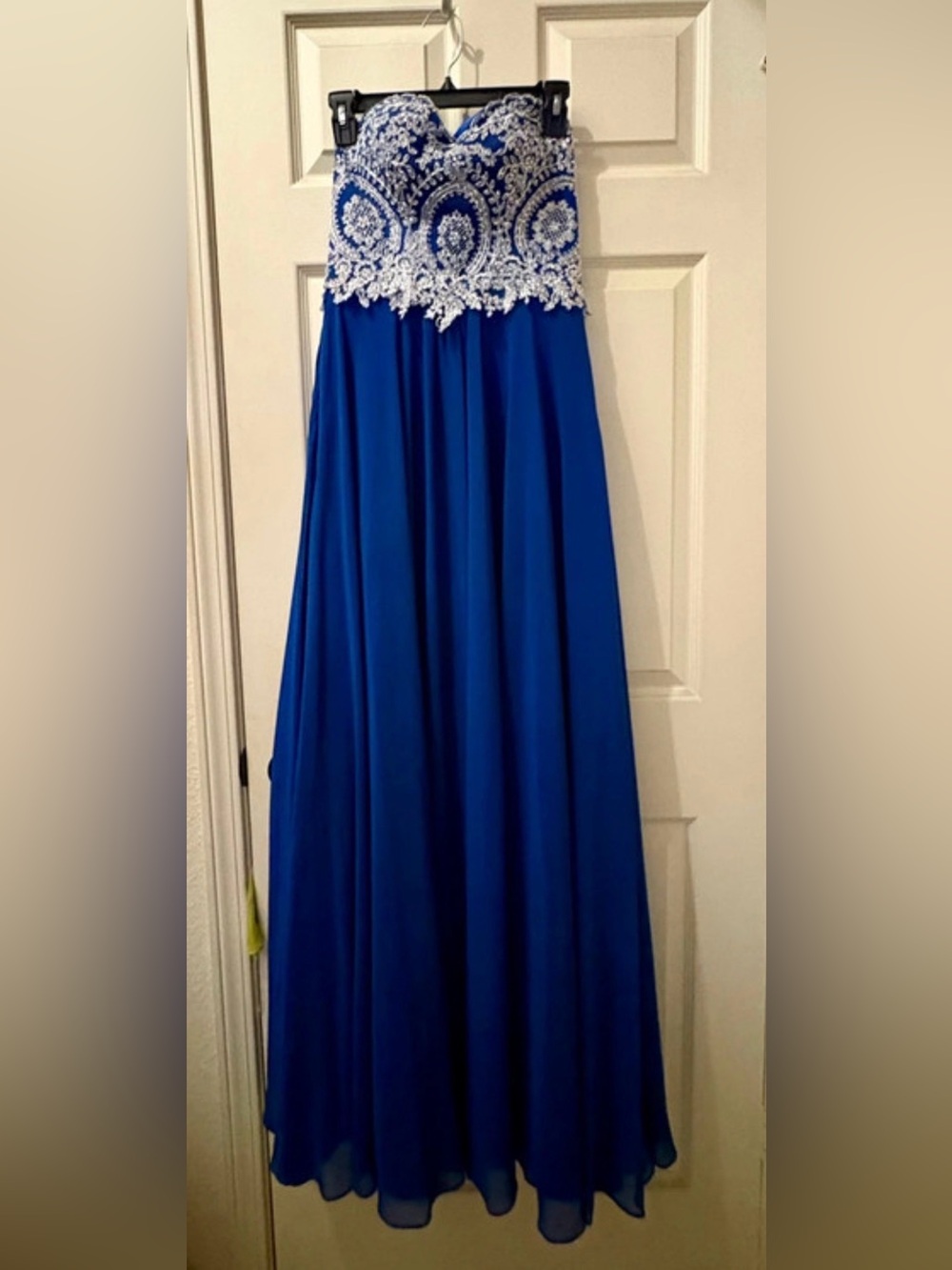 Aspeed Royal Blue Maxi Skirt with White Lace Bodice